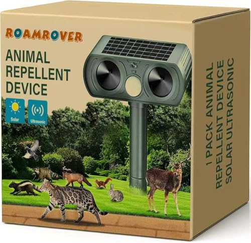RoamRover 1er-Pack Katzenschreck für Garten Solar, Ultraschall-Katzenschreck für den Außenbereich, kann Katzen, Vögel, Füchse, Waschbären, Kaninchen und Nagetiere wirksam abwehren (1)