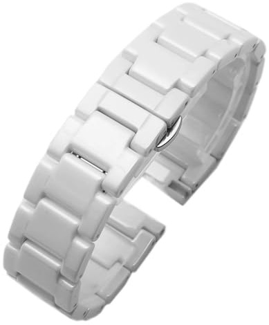 Keramiskt klockband 18 mm 19 mm 20 mm 21 mm 22 mm universellt snabbkopplingsband Vikbart spänne Armband(White,16mm)