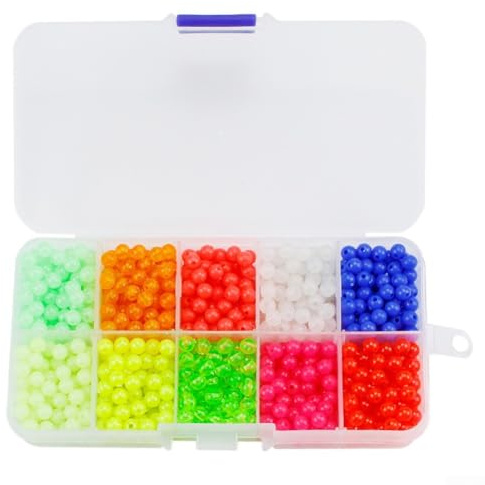 Cuentas flotantes de pesca, 1000 cuentas de plástico luminosas para aplicaciones de pesca nocturnas, diseñadas para pasar a través de alambre de acero y línea de pesca