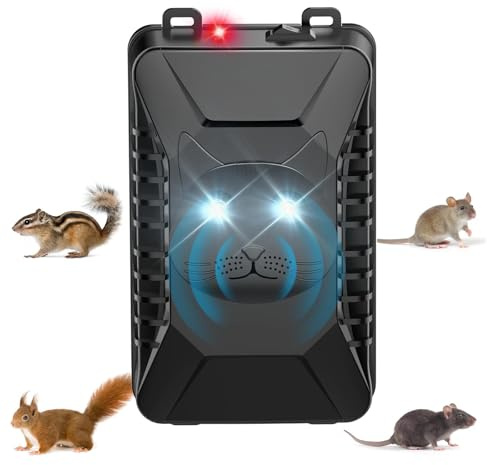 Geulieby Marderschreck Auto, Effektive Ultraschall Marderabwehr mit Blinklicht, Marderschreck Anschluss USB oder Batteriebetrieb, Marderschutz für Motorraum, KFZ, Dachboden, Haus, Garten