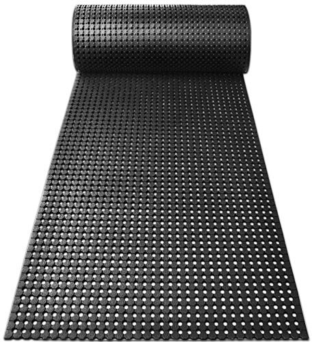 etm - Tapis de Sol pour Piscine - Tapis en Caoutchouc antidérapant pour Zones humides - Revêtement de Sol caillebotis - Tapis Soulage Les articuliations - Modèle Poolrunner, Noir 100x250cm