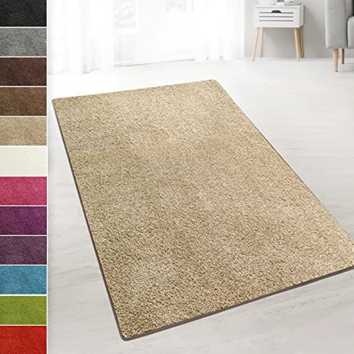 casa pura Teppich Wohnzimmer Beige Flauschiger Teppich 100x250cm Läufer, weicher Wohnteppich Deko für Schlafzimmer, Kinderzimmer, Flur mit antirutsch Unterseite, Shaggy Hochfloor Barcelona