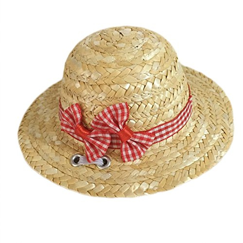 feiling Hawaii Stil Strohhut Sonnenhut für Kleine Hunde Katzen Sombrero Welpen Zubehör Haustier Strand Sonnenschutz Mütze Urlaub (S, D)
