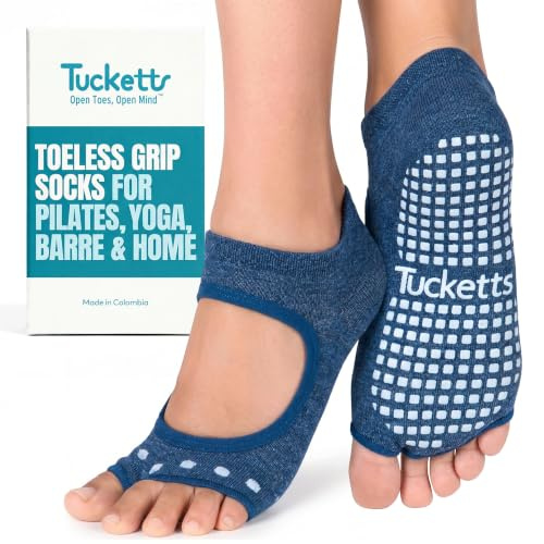 Tucketts Chaussure Femme Chaussettes de yoga, Chaussettes Antiderapantes Femme Skid pour Barre Pilates Ballet Sport Trampoline Polaires, vetement tenue yoga, chaussettes hommes coton (Turquoise)