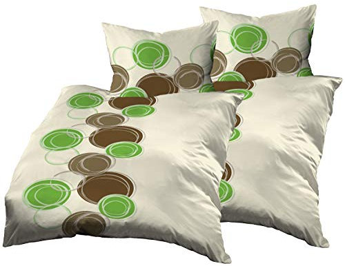 Gerald Wittmann Microfibre Seersucker Bed Linen 4-Piece Set 2x 140 x 200 cm and 2x 70 x 90 cm Brown / Green / Cream / Beige