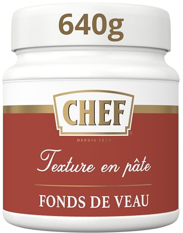 CHEF - Fonds de Veau Premium - à Base de Demi-Glace de Veau - Pot de 640g | Réalise des sauces brunes, les fonds et jus corsés - Mouiller vos braisages pour une cuisine professionnelle