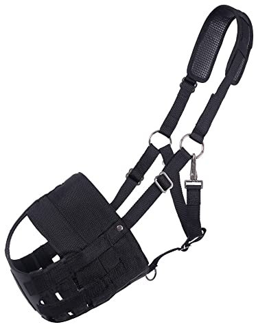 QHP Beweidungsmaske mit Nasenlöchern, Größe:Shetty, Farbe:schwarz