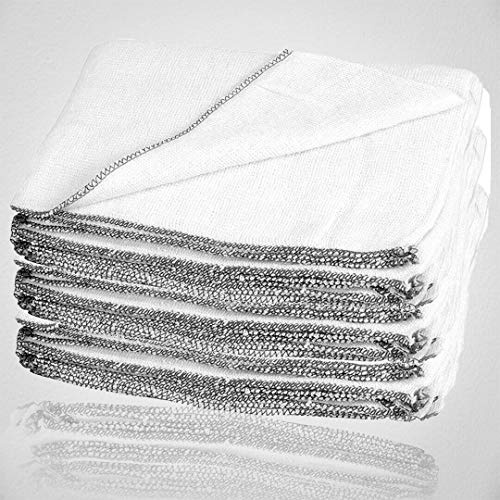 Milosc Large Dish Cleaning Cloth 100% Cotton White Super Absorbent Kitchen Cloth Traditional Cleaning Cloths Washable Pack of 25, 30, 35, 40, 50 (25)