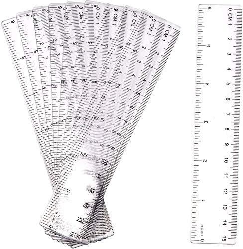 Transparente Lineal,Kunststoff Messwerkzeug,10 Stück 15cm Lineal Plastik Lineal Transparentes Lineal Messgerät mit Zoll und Metrisch für Schule, Büro, Zuhause