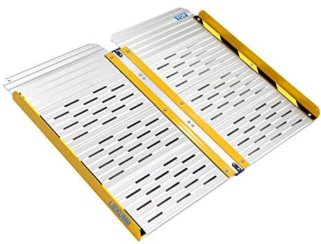 LIEKUMM Rampa per Sedia a Rotelle, 61 cm Rampe per Disabili, Portata 300KG Rampa pieghevole antisdrucciolo, Rampa di soglia in alluminio per sedie a rotelle