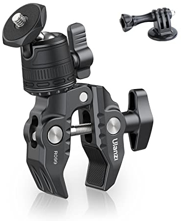 ULANZI R099 Super Clamp Camera Mount with 360° Ballhead for Bike/Bicycle/Motorcycle Handlebar Pole Tripod Tube Crossbar Gimbal Rods Mount for Insta360/GoPro/AKASO/DJI/Phone/DSLR/Light/Monitor