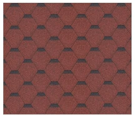 Lot de bardeaux bitumineux Hexagonal Rock H337RED, couleur rouge - bitume toiture Timbela M337 pour chalet de jardin