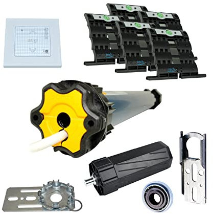 Oximo 50 io 15/17 - smarotech® Funk-Rollladenmotor Komplettset + Smoove Origin io Wandsender, Motorlager, 5 Stück SecuBlock Funk io SW60 Funkmotor rohrmotor nachrüsten funk