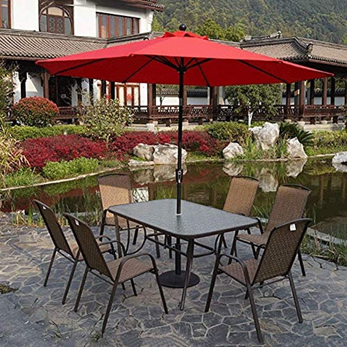 VIROYA Sonnenschirme für den Außenbereich, 3 m, Rot, mit Kurbel und Neigung, Sonnenschutz für Terrasse, Strand, Pool, UV50+