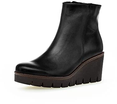 Gabor Damen Keilstiefeletten | Frauen Stiefeletten | Wechselfußbett | Best Fitting | Keilstiefel | Wedge Boots | schwarz (Cognac) | 41 EU - 7.5 UK