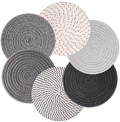 Billbotk 8'' Trivets Hot Dishes, Hot pots and Pans, 6 Heat Resistant Hot Pads, Pot Holders Kitchen, Hot Plate Mats Kitchen Countertops, Table, Home Essentials New Home and Farmhouse Decor