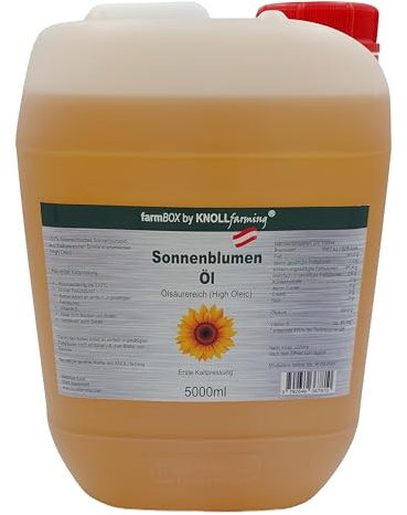 farmbox High Oleic Huile de tournesol 5000 ml 5 l pressée à froid Qualité en provenance d'Autriche