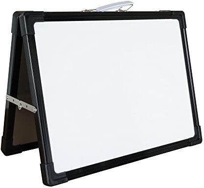 IVOL Tragbares Whiteboard - 30 x 40 cm - Beidseitig beschreibbar - Tragbare Magnettafel mit Tragegriff und Alu-Rahmen (Schwarz)