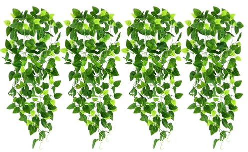 CEWOR 4pcs Artificial Hanging Plants 2.9ft Fake Ivy Vine Fake Ivy Leaves for Wedding Wall House Room Patio Indoor Outdoor Home Shelf Office Decor