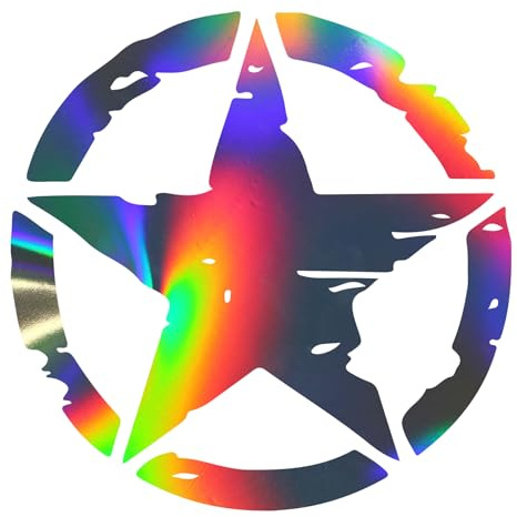 Finest Folia Uppsättning av 2 bilklistermärken armé stjärna klistermärken folie för bil motorcykel hängande klistermärken US Star motiv 3 självhäftande väderbeständiga biltillbehör (hologram, 60 cm
