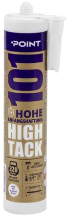 POINT monteringslim HIGH TACK för mycket tunga byggelement bygglim MS-polymer hybridlim inomhus och utomhus vattentät hög elasticitet 290 ml (1 patron, vit)