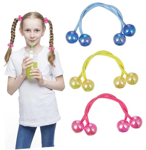 MAGICLULU 6 Paare elastische Haarbänder haarring hair scrunchies Kreis Doppelbälle elastische Pferdeschwanzhalter Perlen für Armbänder Haarnadel Haargummibänder Haargummis Elastizität