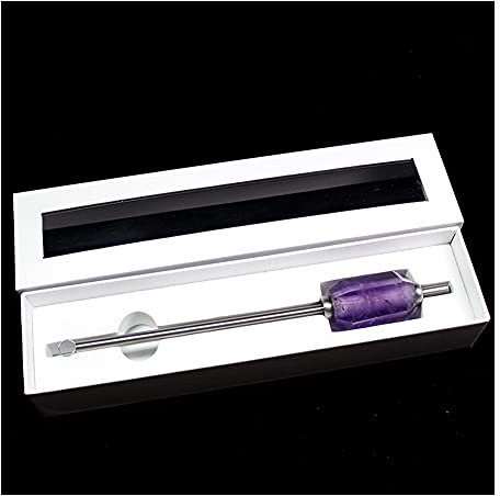 For la 1pc nouveau paille de boisson en acier inoxydable en cristal de quartz d'améthyste naturelle réutilisable écologique avec brosse et boîte-cadeau cadeau de Collections de la maison