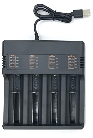 melairo Caricabatterie Smart 18650 a 4 Slot Caricabatterie al Litio Caricabatterie Universale USB Caricabatterie Intelligente per Batteria Ricaricabile