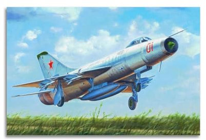 FYUER Su-9 Kampfflugzeug-Poster, Fischtopf-Kampfflugzeug, dekoratives Gemälde, Leinwand, Wandkunstwerk, Bild, 50 x 75 cm