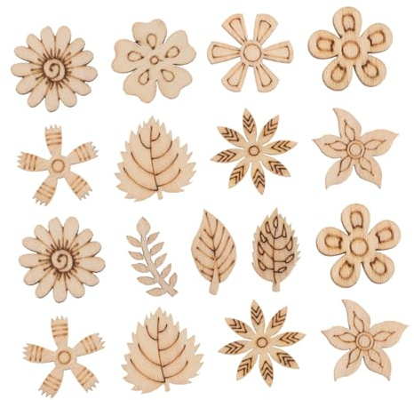 Cabilock 100 Pezzi Di Ritagli Di Legno Per Lavori Artigianali Fette Di Fiori E Non Finite Graffiti Trucioli Di Legno Verniciabili Per Bambini E Bambine