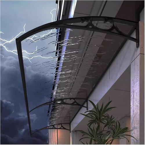 WJXIN Marquise de Porte Exterieur, Extérieur Porte D'entree Auvent Polycarbonate Marquise Protection Contre Pluie et Neige, Protection UV(1x2.8m/3.28x9.19ft)