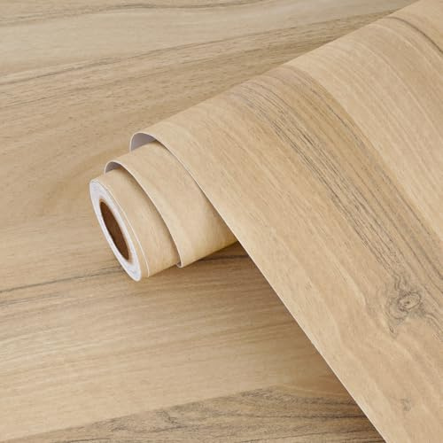 Yullpaper Revetement Adhesif Meuble Papier Peint Bois Beige Film Adhesif Pour Meuble Revêtement Plan De Travail Adhésif Effet Bois Papier Peint Autocollant Mural Salon Stickers Cuisine 40 x 800cm