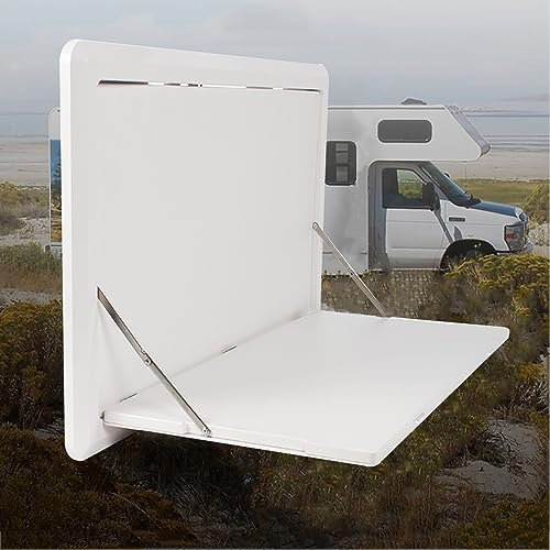 31,5 Zoll Klapptisch für Wohnmobile, weißer Camping-Picknick-Klapptisch zur Wandmontage mit LED-Beleuchtung, klappbarer Picknicktisch für Wohnmobile mit Doppelverriegelungsdesign, für Wohnmo