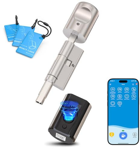 WELOCK Touch63 Serrure Connectée,serrure empreinte digitale avec Carte RFID,WiFi(achat supplémentaire welock WIFIBOX3),APP,cylindre connecté 40/30 pour porte de 50-100mm,facile à installer,Smart Lock