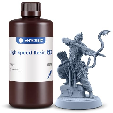Anycubic High Speed Resin 2.0, mit 50% geringerer Viskosität, Grau | 170mm/h Geschwindigkeit, Bruchfest & Geruchsarm für Photon Mono M7 Pro