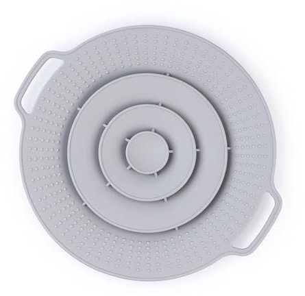 KOMUNJ Silicone Boil Over and Splash Guard, Overflow Protection for Pots and Pans Between Pot Lid to Prevent Boiling Over - Grey