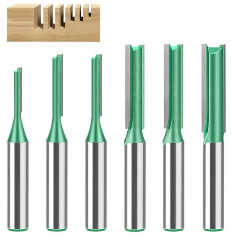 6-tlg Fräser 8mm Schaft, Nutfräser, Ø3mm,4mm,5mm,6mm,7mm,8mm Fräser Schaft, Fräsfräser, Schlitz Holz Fräser, Nutfräser Set, Fräser Schaft für Holzbearbeitung