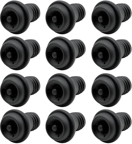 FORYNXHWIN 12 Pieces Silicone Wine Stopper - Silicone Vacuum Seal Wine Savers, Reusable Bottle Stoppers Keep Wine Fresh for Longer (Black)