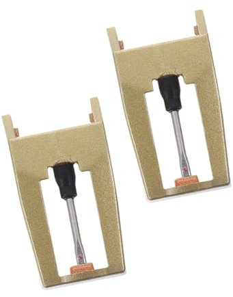 Aguja de Tocadiscos de Repuesto Dorada 2 Piezas para Vinilo | Compatible Fonógrafo, Cuerpo en Abs y Aluminio, Sonido Claro, Estilo Elegante
