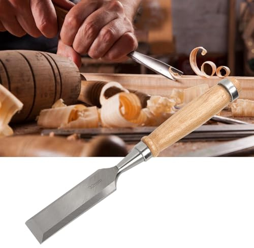 Qcwwy Herramientas de Carpintero Cincel Plano, Herramientas de Corte para Manijas de Madera - Accesorio Industrial Duradero CR -V 32 Mm para el Trabajo de Hardware
