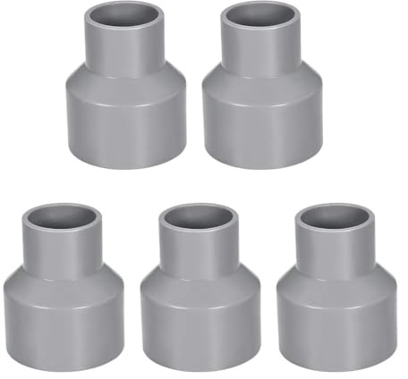 TA-VIGOR 32mm x 50mm PVC DWV Reducing Coupling, Straight Pipe Adapter 5Pcs | Reducer Pipe Fitting Adapter, Socket Slip Connector for Home Water Supply Plumbing Systems, Gray