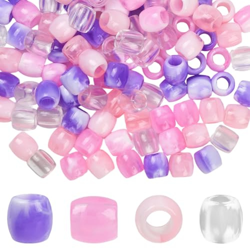 SUNNYCLUE 1 Box 120 Stück Bunte Flechtperlen Loc Haarperlen Mit 5mm Loch Kunststoffröhre Kunstperle Europäische Lose Zwischenräume Für Dreadlock Zubehör DIY Bastelarbeiten Haarspangen Dekoration Schmu