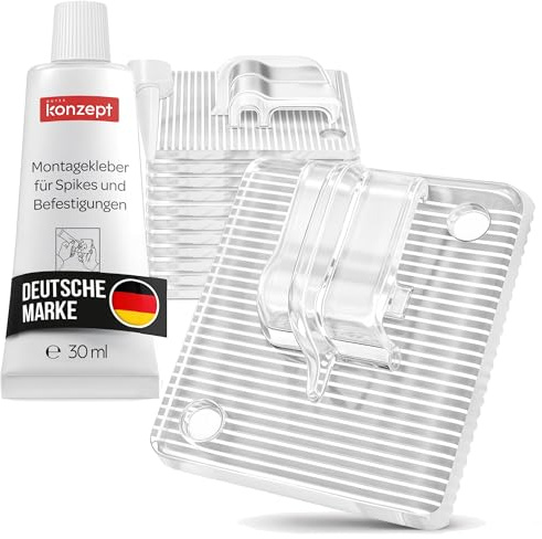 KONZEPT 40 stycken självhäftande krokar för kattnät på balkong, transparenta & små – inkl. monteringslim 30 ml, extra starka, väderbeständiga, utan borrning, enkel montering