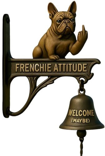 Frenchie Attitude Türklingel, Lustige Bulldoggen-Mittelfinger-Türklingel, Hängende Hunde-Willkommensklingel, Ladenbesitzer-Glocke Zum Öffnen Von Türen, Willkommensschild Für Den Außenbereich Haustür