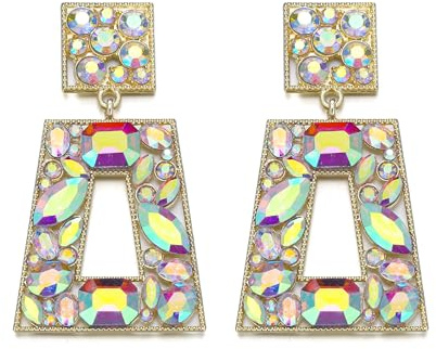 EVER FAITH Vintage strass-örhängen kristall geometriska örhängen modesmycke för kvinnor bröllop bal och fester, Kristall