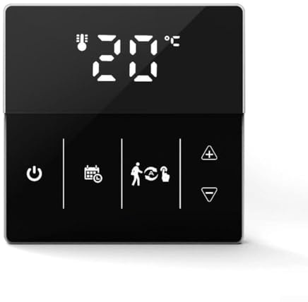 Smart WiFi Thermostat with Touch Screen Temperature Display Compatible with Gas Boiler and Electric Floor Heating Systems Voice Control (Black 16A)