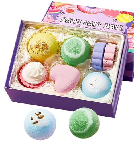 Entspannende Badekugeln, 7-teilig, natürliche Bio-Badesalzkugeln für Kinder, Duschseife, Strumpffüller für Damen, Kinder, Geburtstag, Weihnachten, Valentinstag, Muttertag, Badewanne, Spa, Entspannung