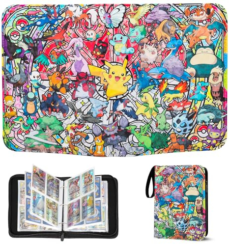Sammelalbum für Pokemon Karten,400 Taschen Sammelkarten Album 50 Seiten Sammelmappe Karten Heft, Hochwertiges Tragbar Wasserdicht PU Sammelkartenalben Es ist das Geschenk für Kinder (P400)