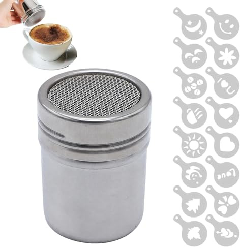 YOFDAL 1 PCS Spandicacao in acciaio inox con filtro per farina e coperchio in polvere per cuocere, cucinare, casa, lavabile in lavastoviglie