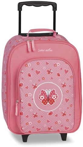 Ragusa-Trade Schmetterling Butterfly Kinder Trolley Kinderkoffer Polyester 42 x 32 x 16/21 cm - verstellbare und fixierbare Teleskopstange, rosa